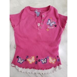 Vintage y2k‎ Skechers GIRLS youth size 6 shirt butterflies embroidered pink